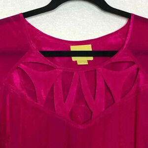 Anthropologie Maeve Top Size 10 Fuchsia Cutout Neckline